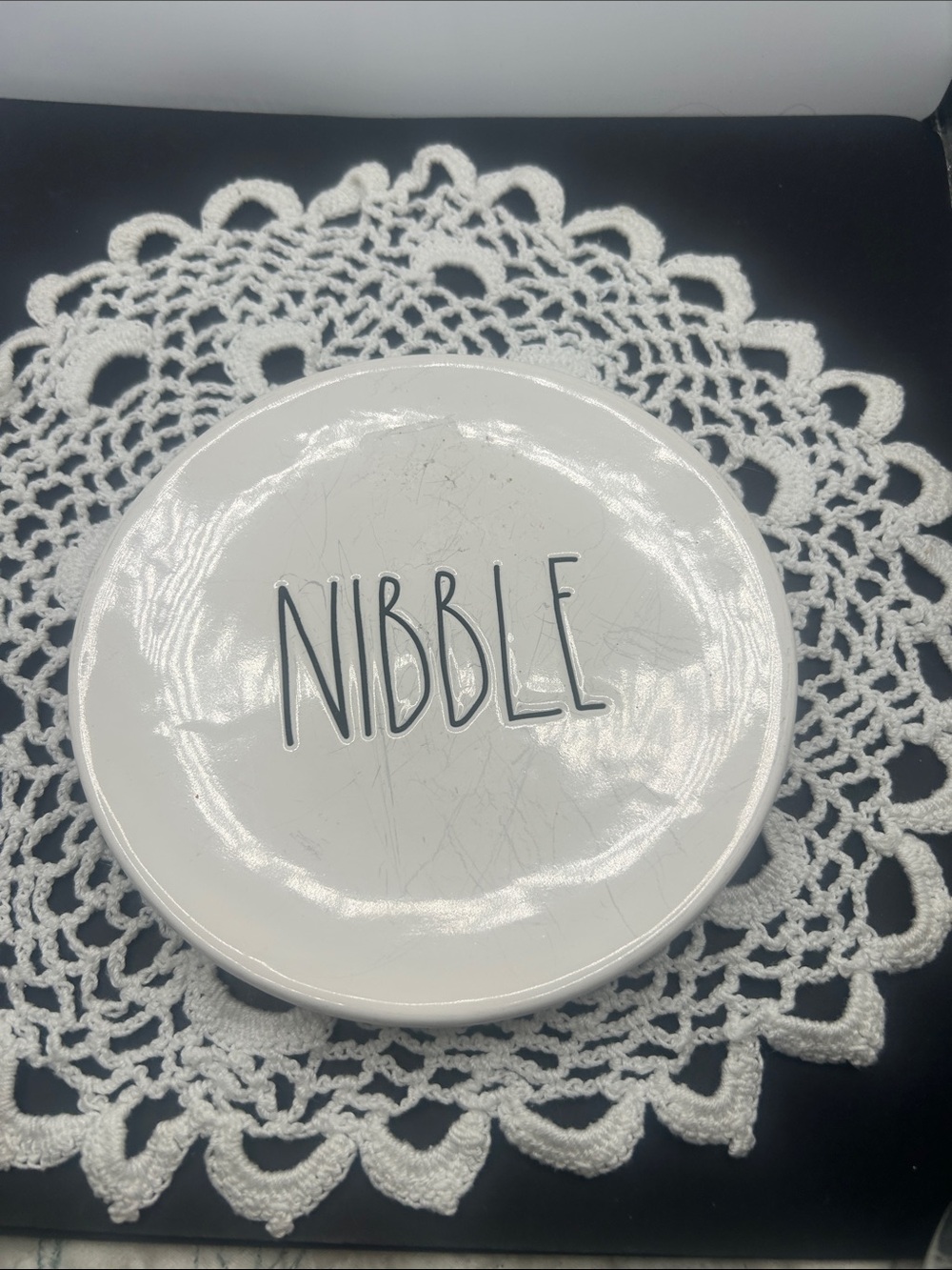 Rae Dunn White 'Nibble' Ceramic Snack Plate